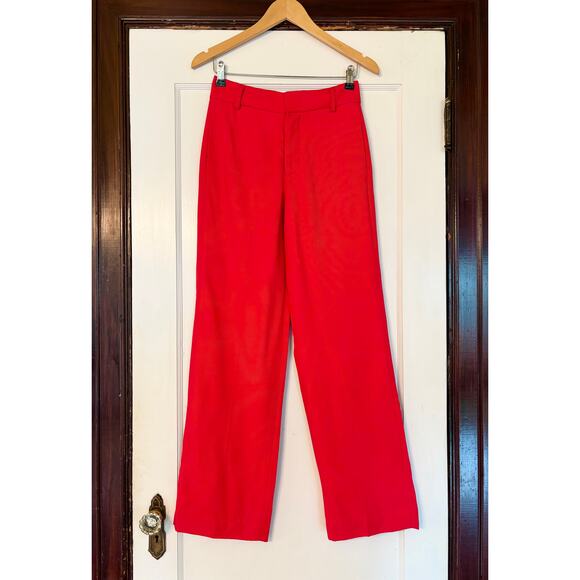CO Collections $795 Red Wide Leg Tailored Trousers NWT- Size 0 - Picture 1 of 5